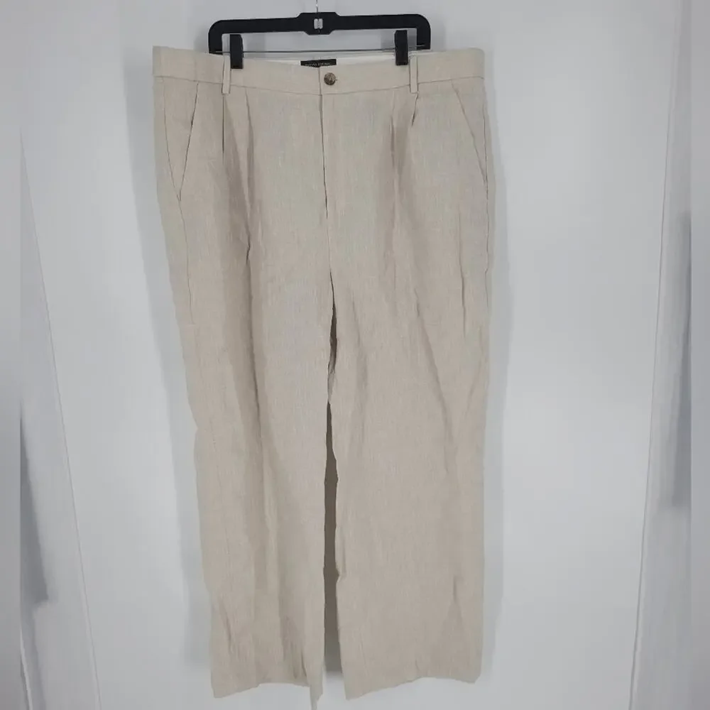 Banana Republic Natural Linen Beige Palma Straight Leg Pant 20